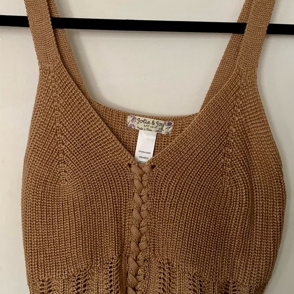 Tan Knit Sleeveless Top - Picture 1 of 7